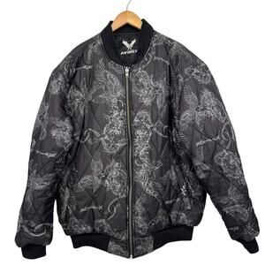 Avirex Satin Dragon Jacket Mens SZ XL Black Reversible Streetwear 90s Punk Urban